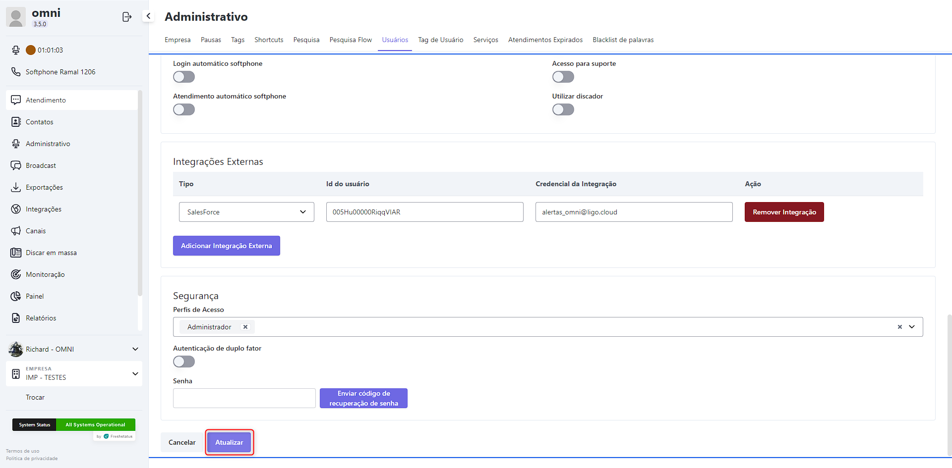 Configurar integração do usuário parte 3