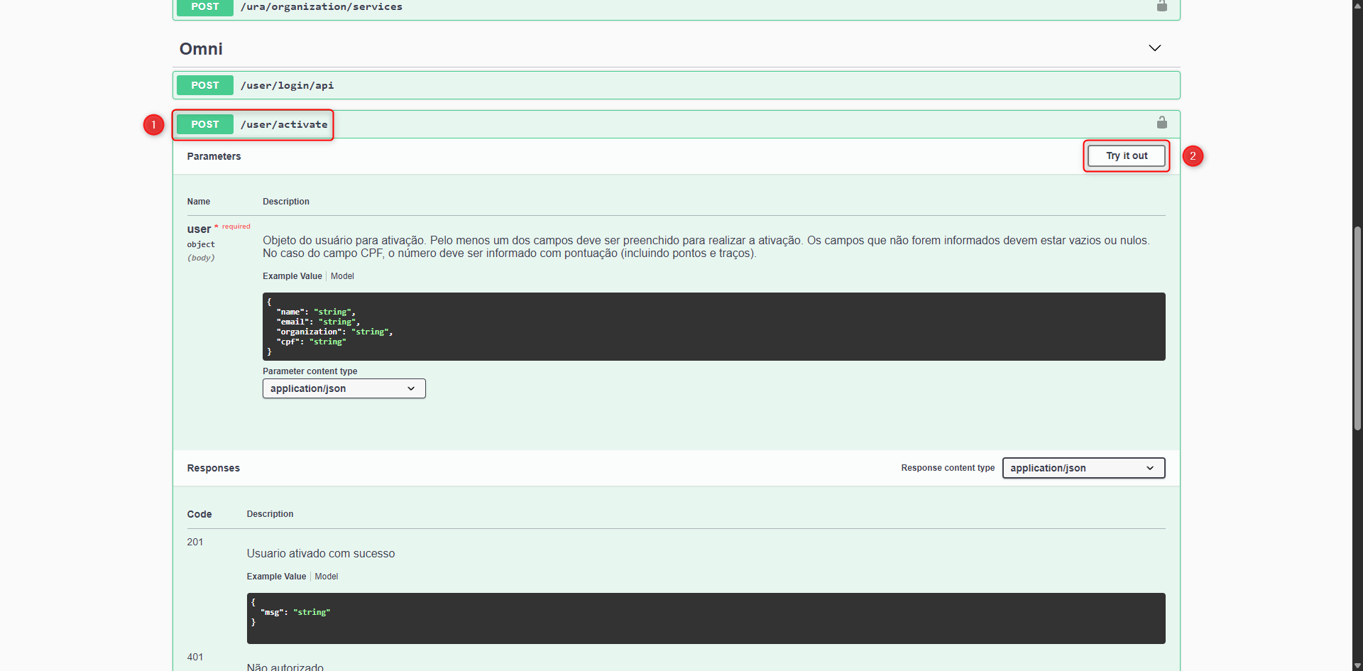 Acessar rota de user/activate