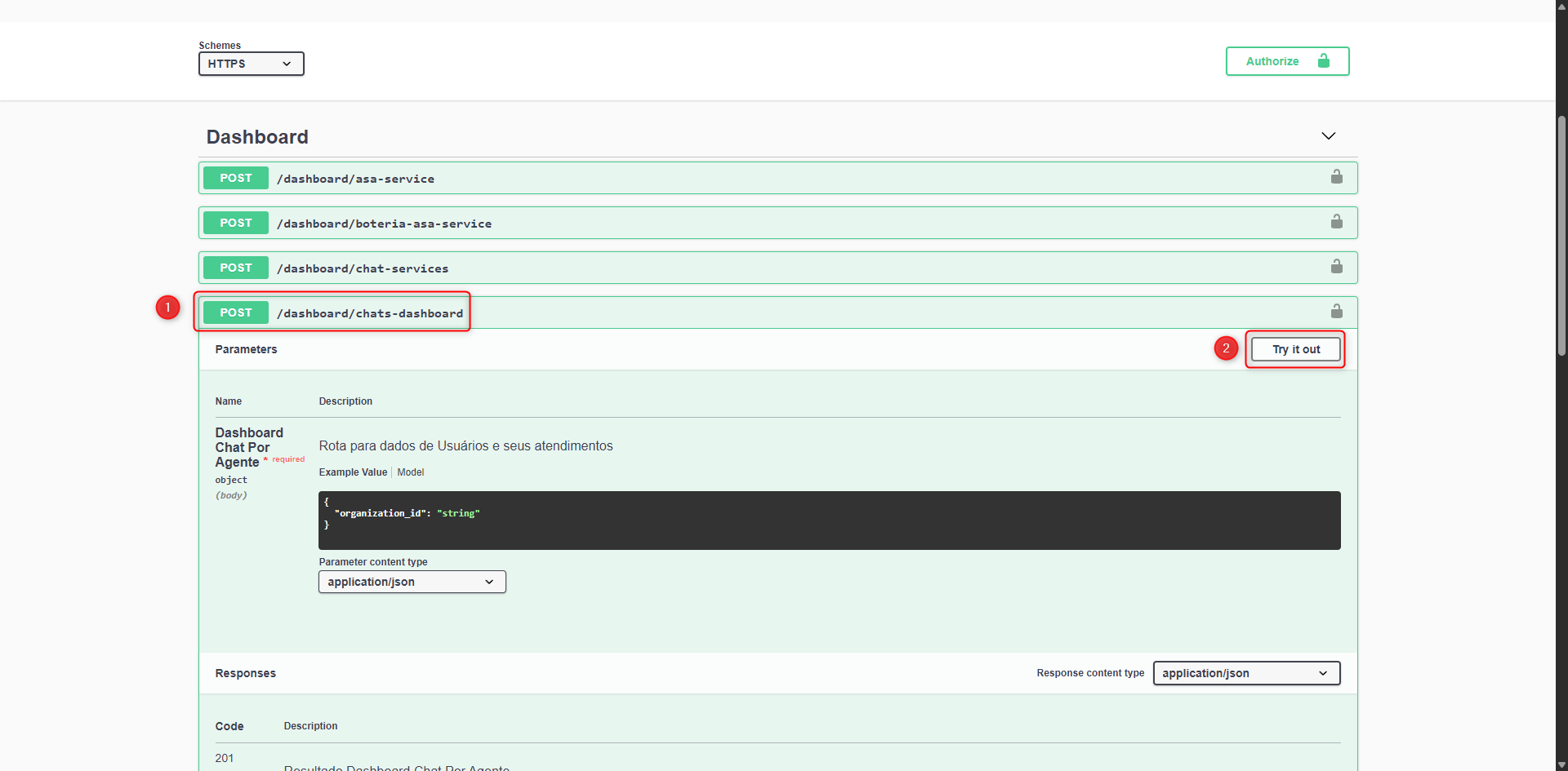 Acessar rota de chats-dashboard