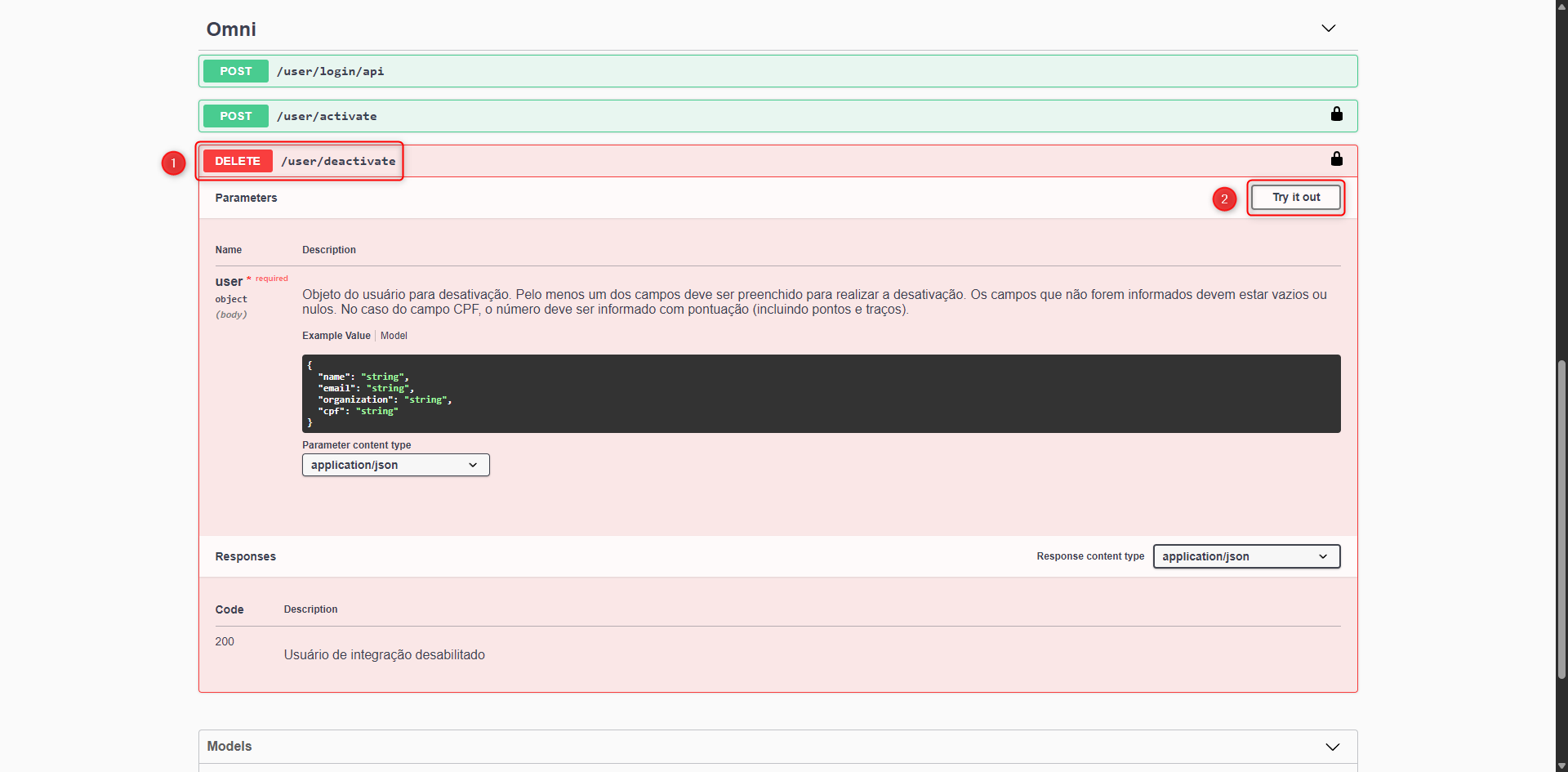 Acessar rota de user/deactivate