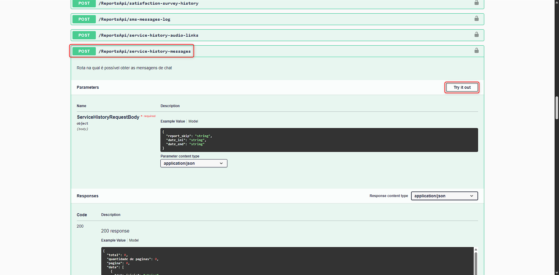 Acessar rota de satisfaction-survey-history