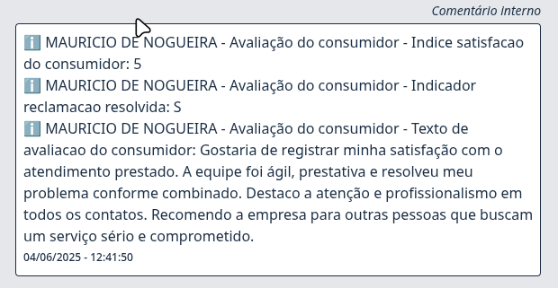 Avaliação Consumidor Gov