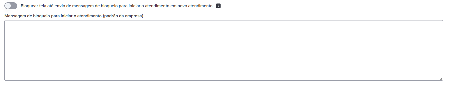 Configuração Mensagem Bloqueio Tela Atendimento Menu Empresa