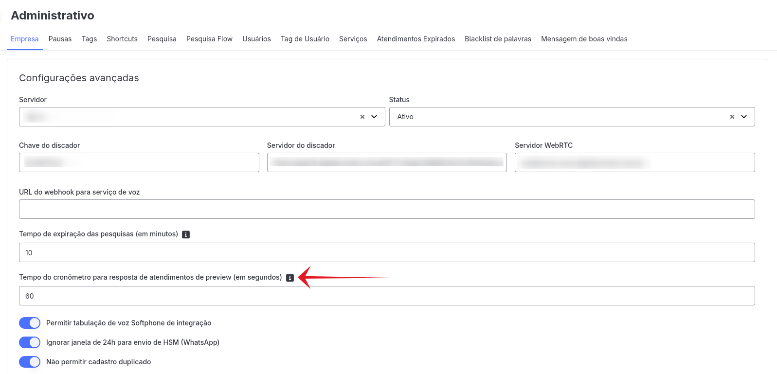 Configuração Cronômetro Preview