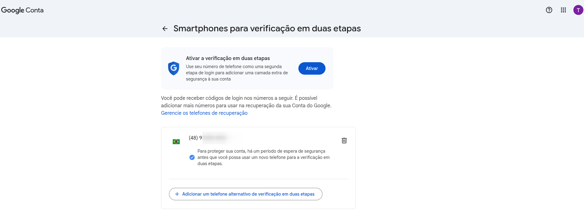 Confirmar Ativação das Duas Etapas