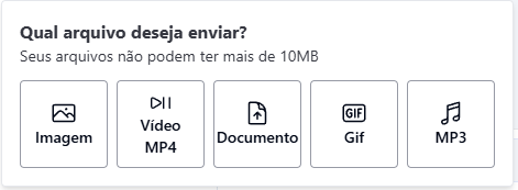 Opções de envio de anexos com o envio de GIFs Permitidos