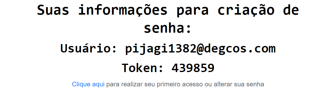 Email de Primeiro Login