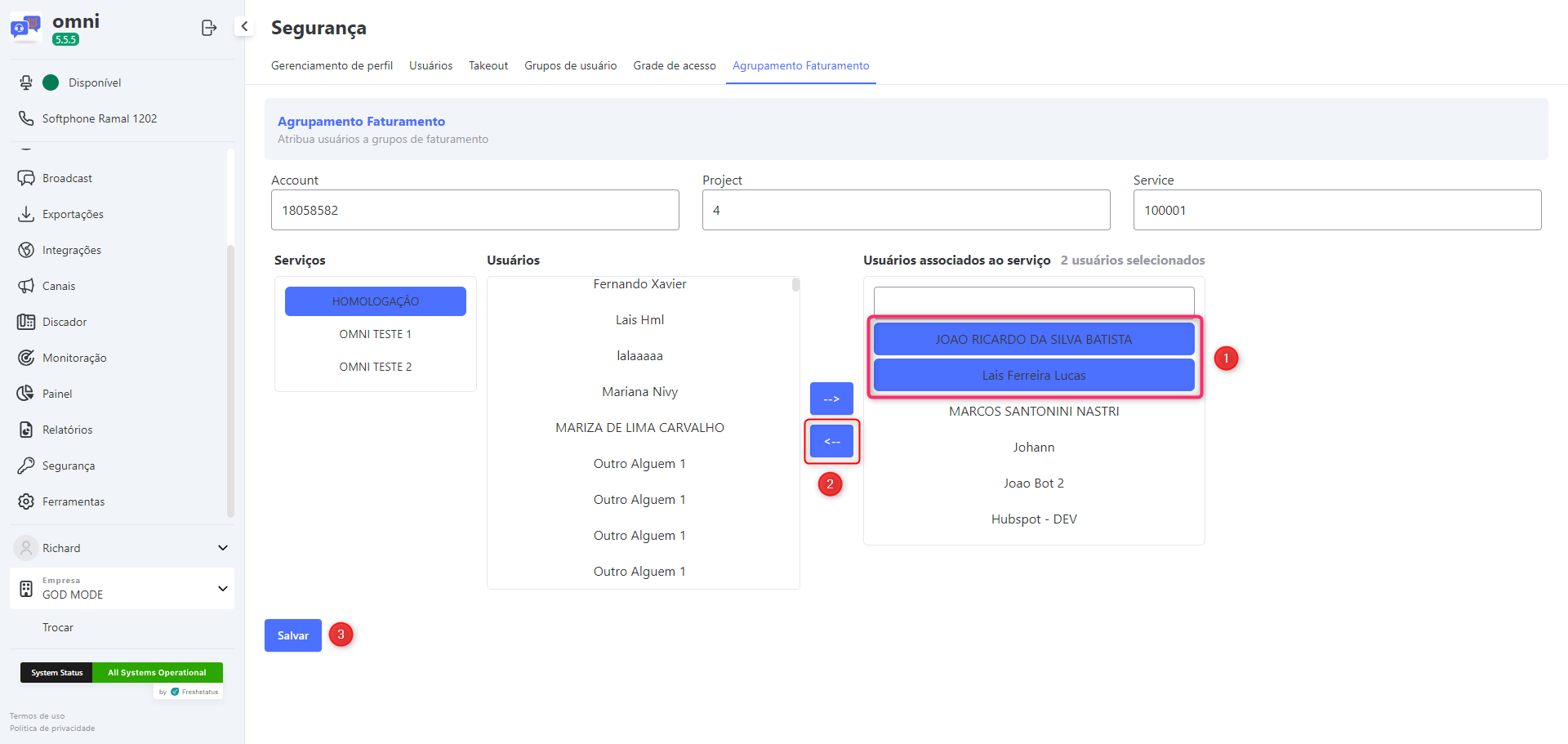 Exemplo de remoção do agrupamento