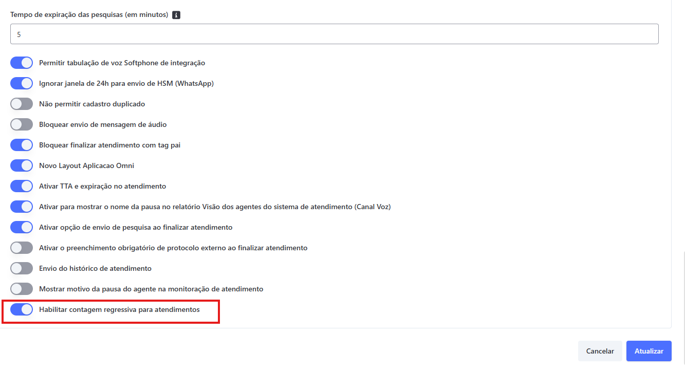 Ativação Contagem Regressiva