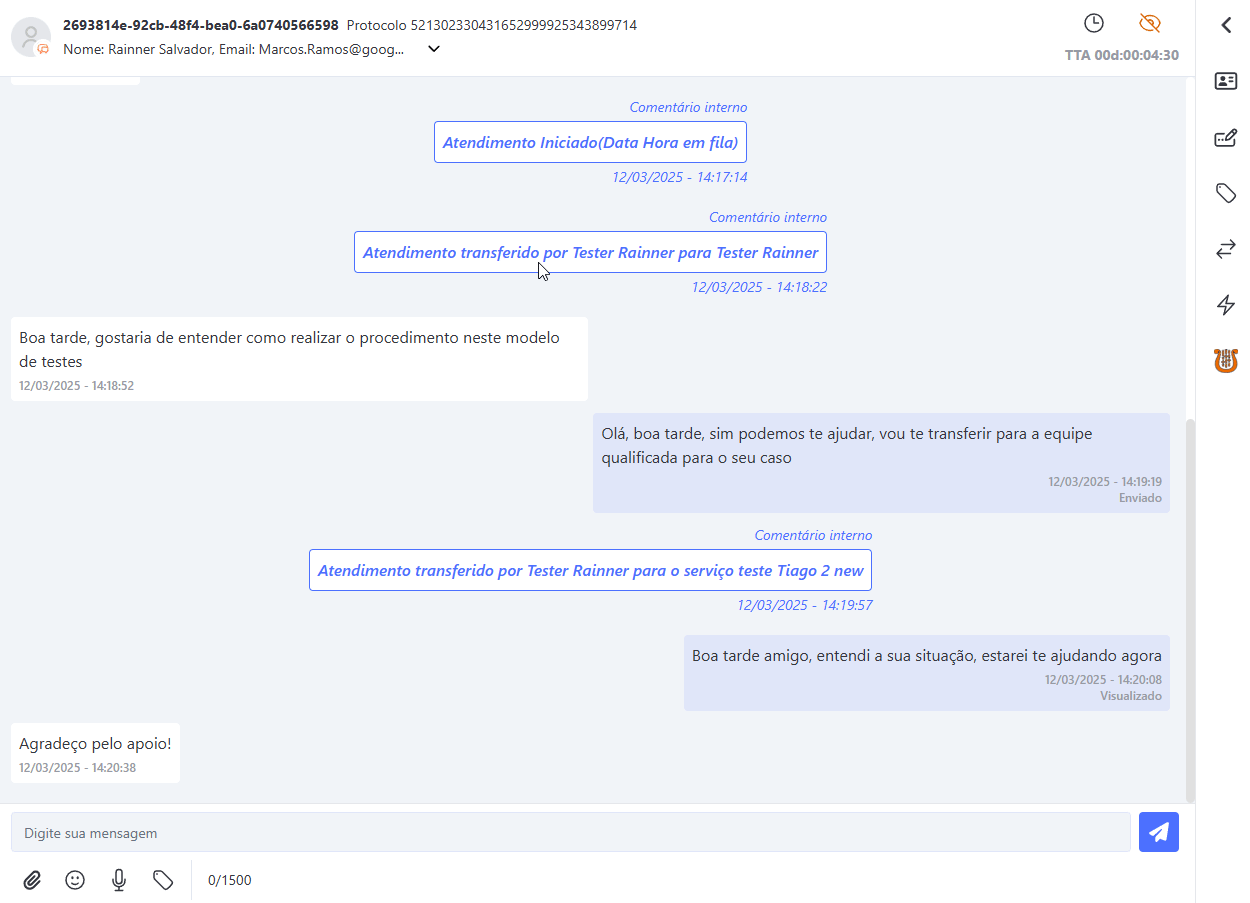 Histórico Após Transferência 