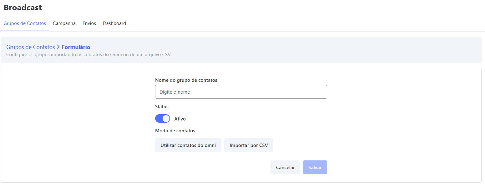 Adicionar Grupo de Contatos