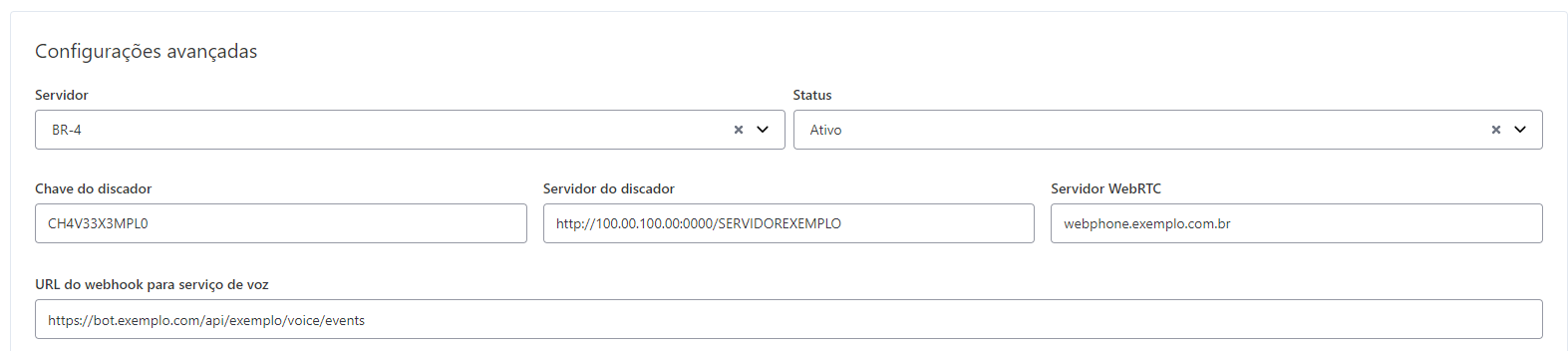 Cadastro Webhook Personalizado