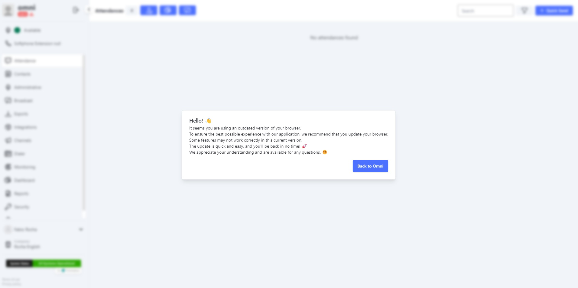 Outdated browser message