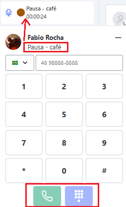 Visualização Bloqueio Softhone com Agente em Pausa